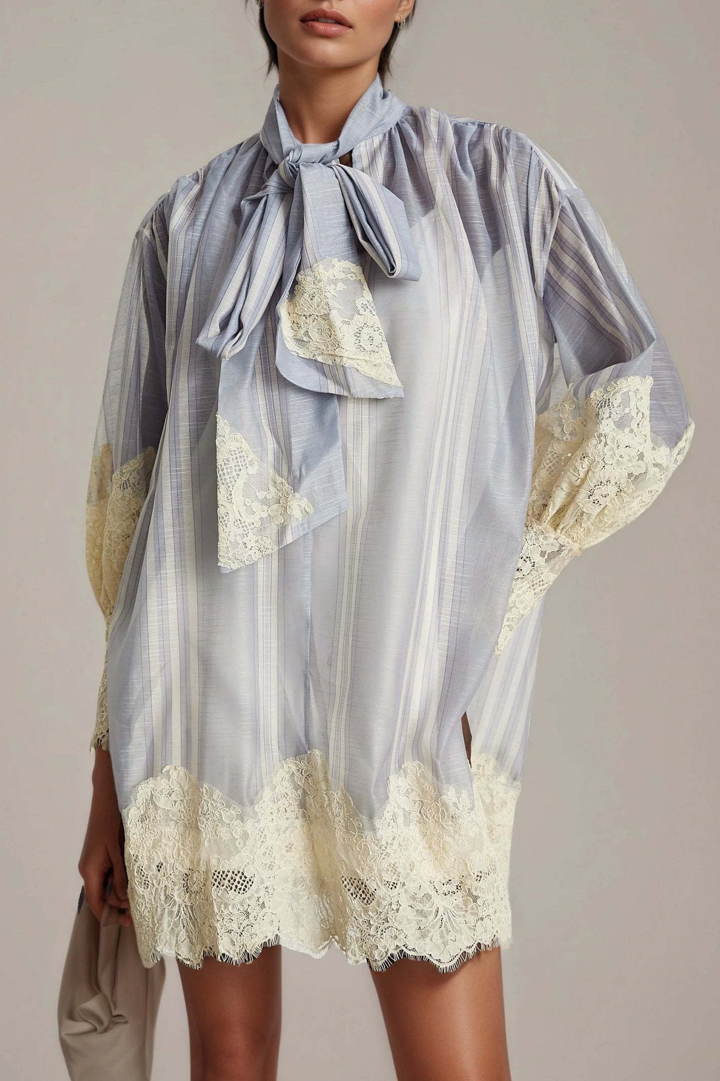 Relvoux   |    Paulette Mini Dress With Floral Lace Embroidery