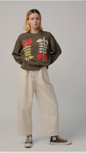 Degen Embroidered Flora Sweater- Poppy