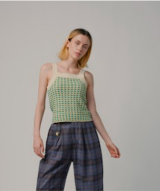 Degen Stitchy Grid Tank - Grass