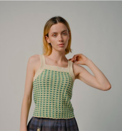 Degen Stitchy Grid Tank - Grass