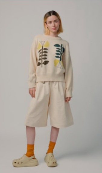 Degen Embroidered Flora Sweater- Yarrow
