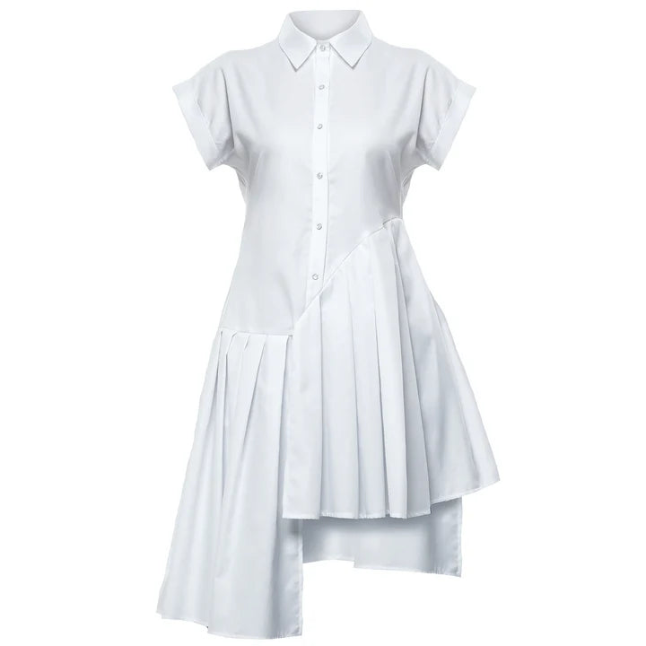 Metamorphoza   |    Pleated Tunic Shirt In White