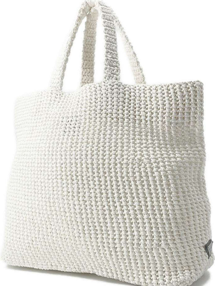 Prada   |    Crochet Tote Bag Raffia White