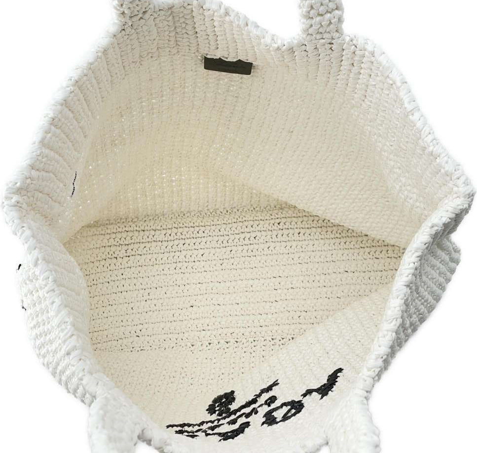 Prada   |    Crochet Tote Bag Raffia White