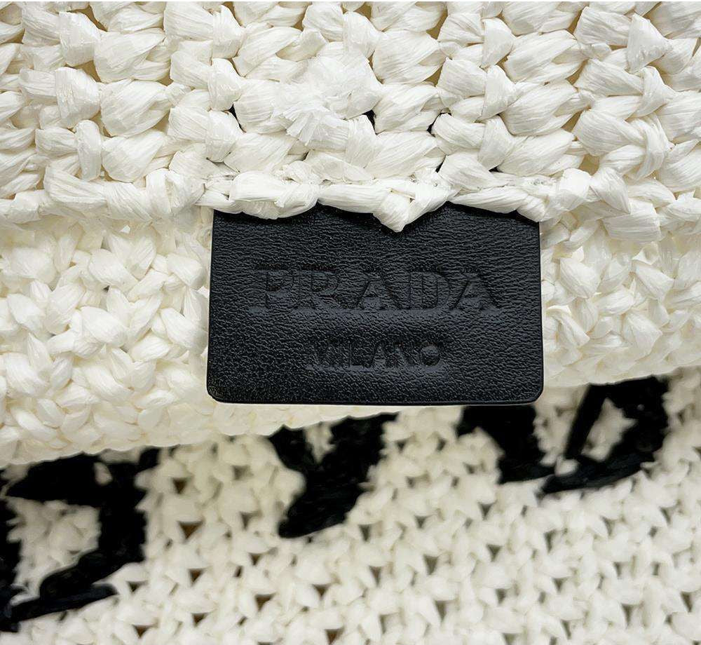 Prada   |    Crochet Tote Bag Raffia White