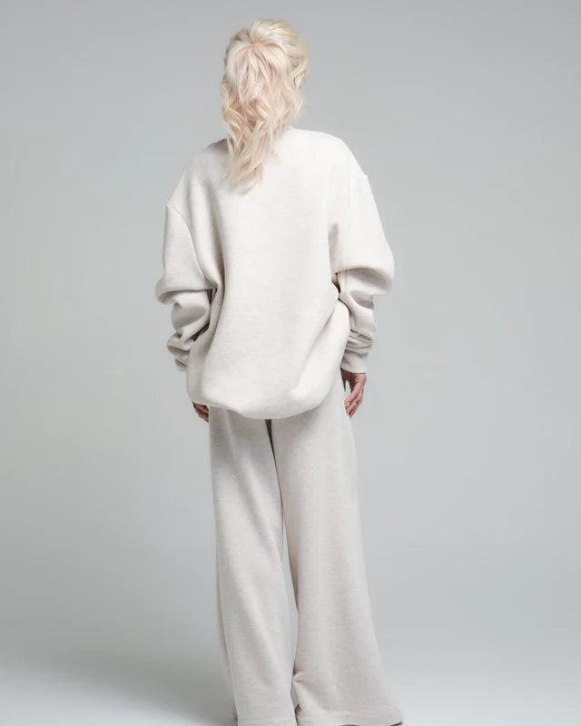 Locker Room   |    Soft Ecru Cotton-Blend Loungewear Set