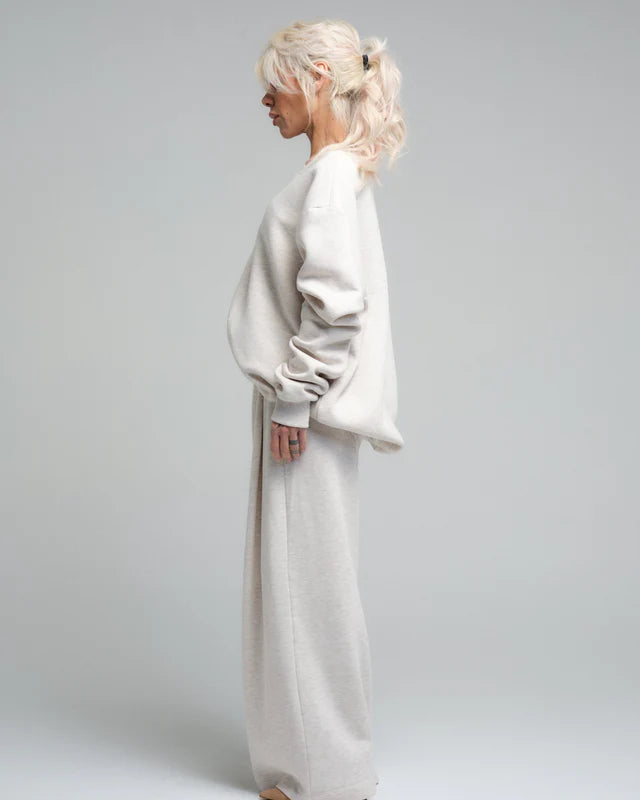 Locker Room   |    Soft Ecru Cotton-Blend Loungewear Set