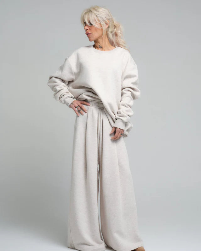 Locker Room   |    Soft Ecru Cotton-Blend Loungewear Set