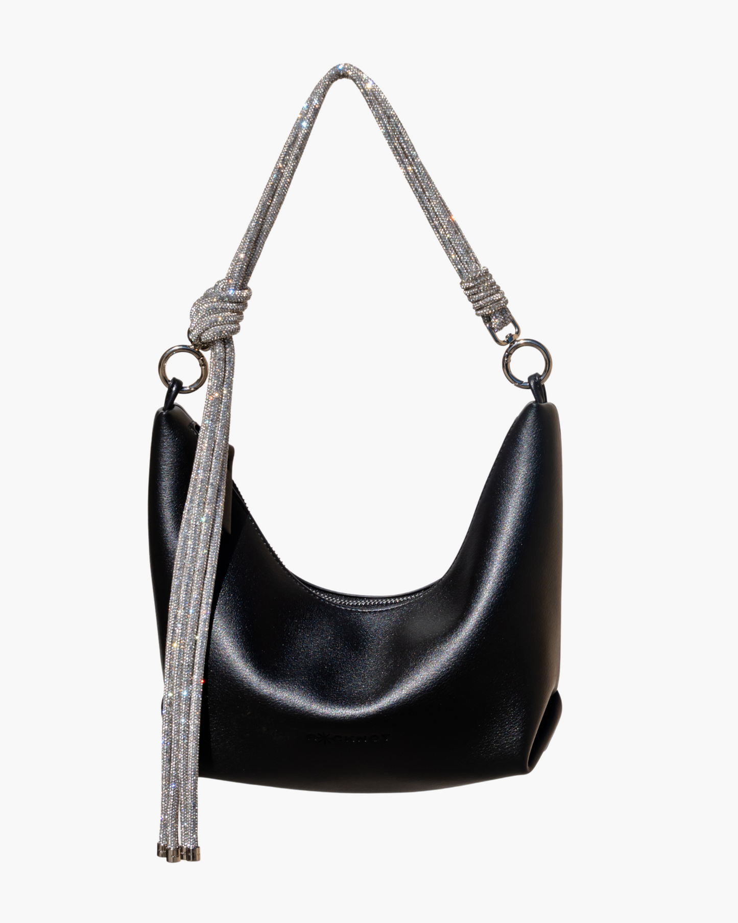 Rocknot   |    Hezi Leather Shoulder Bag - Black, Silver & Red