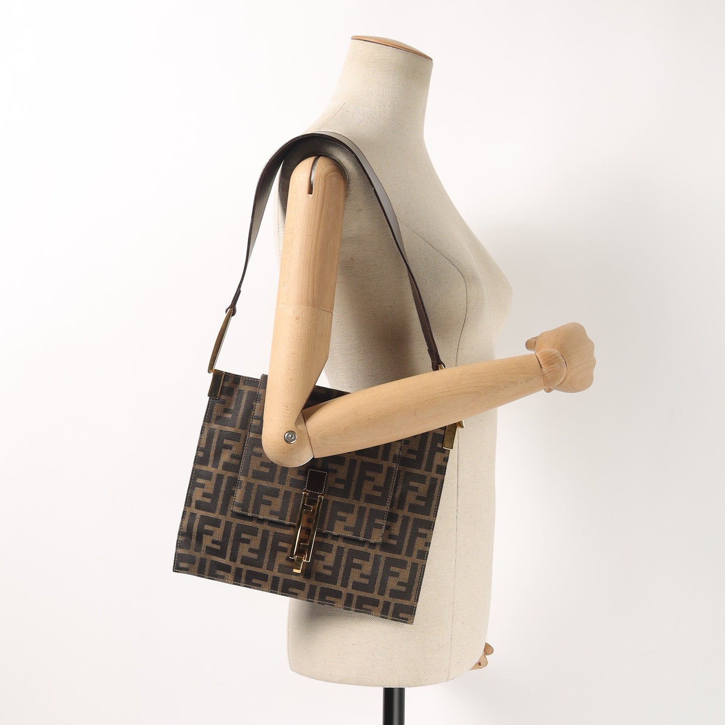 Fendi   |    Zucca Turn-lock Shoulder Bag