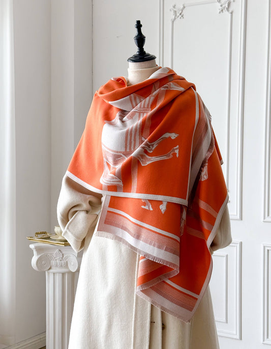 Orange / Cream Horse Corral Reversible Wrap