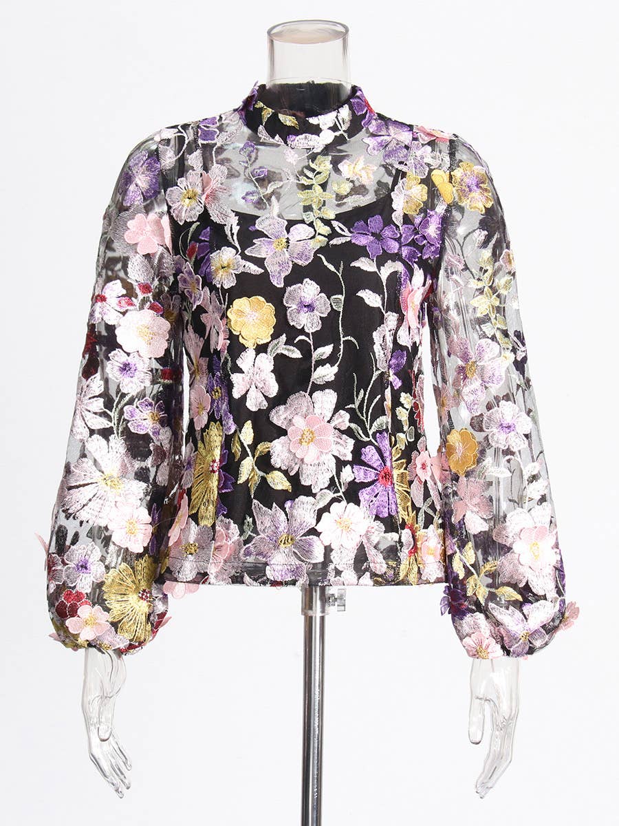TAO   |    PS Black Floral Top & A-Line Skirt Ensemble