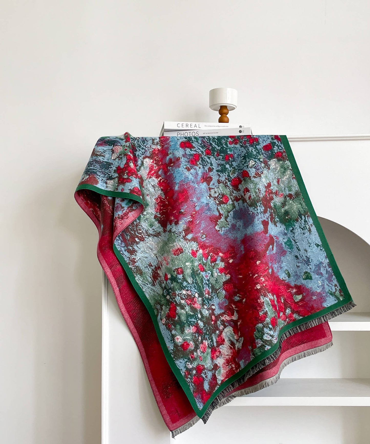 Turq / Red Floral Stream Reversible Wrap