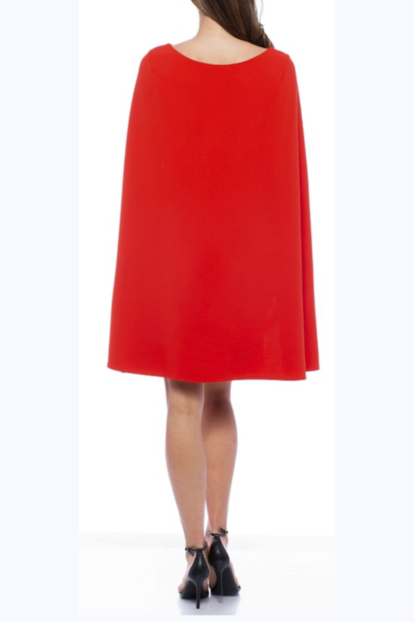 Marina Cape Sleeve Embellished Sheath Dress: RED / M