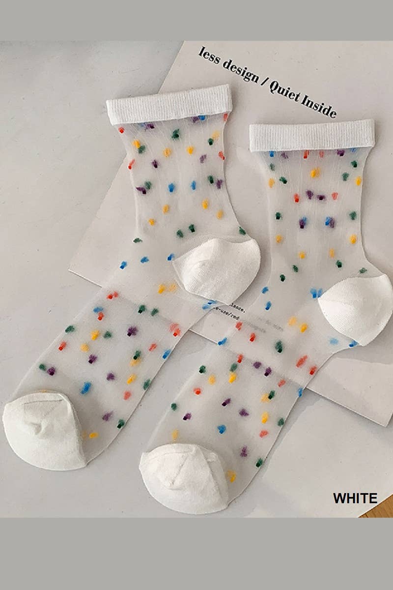 Socks   |    White Polka Dot Crystal