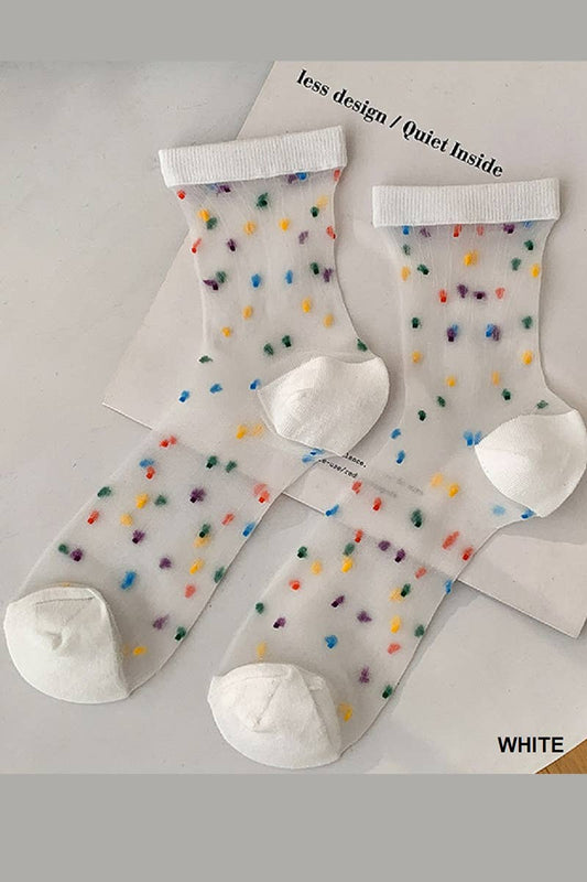 Socks   |    White Polka Dot Crystal