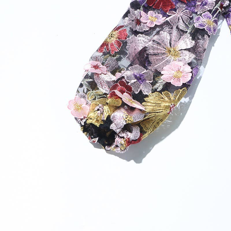 TAO   |    PS Black Floral Top & A-Line Skirt Ensemble