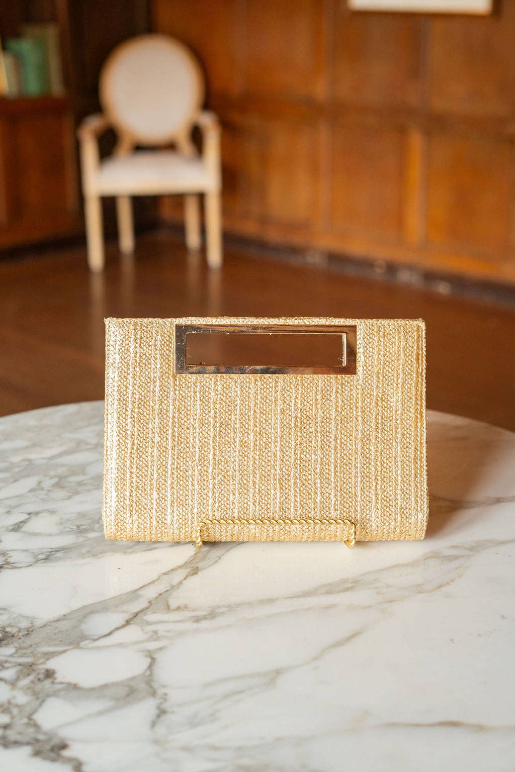 Chloe Gold Straw Clutch - WS