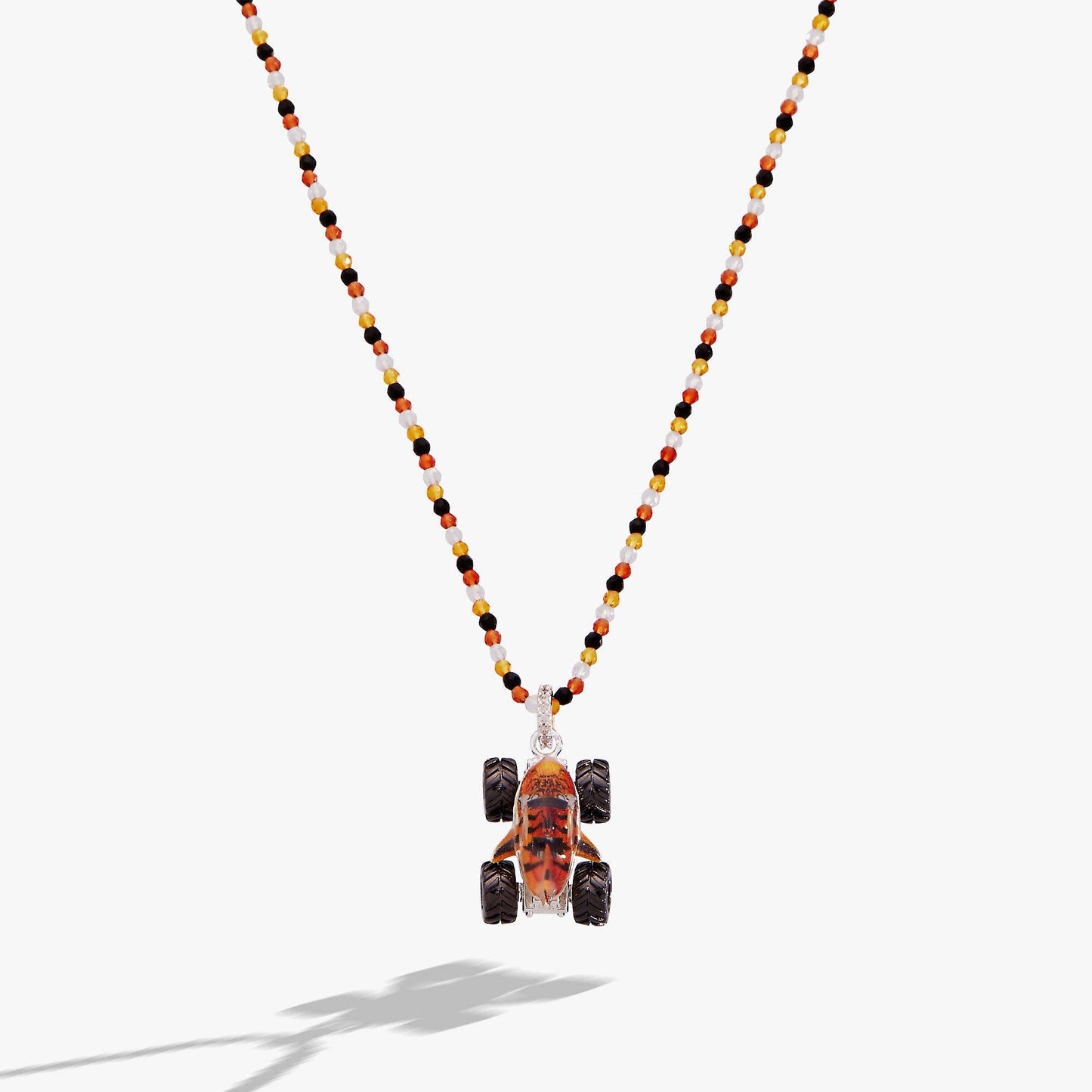 Hot Wheels™ Monster Truck Tiger Shark Pendant Necklace: Silver