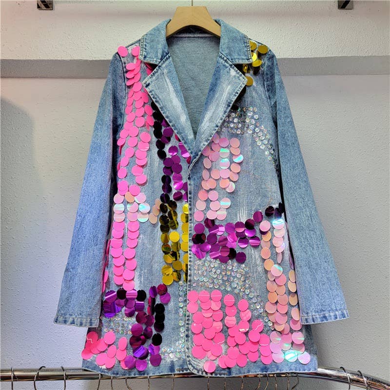 TAO   |    PS Hand-Painted Sequined Denim Blazer
