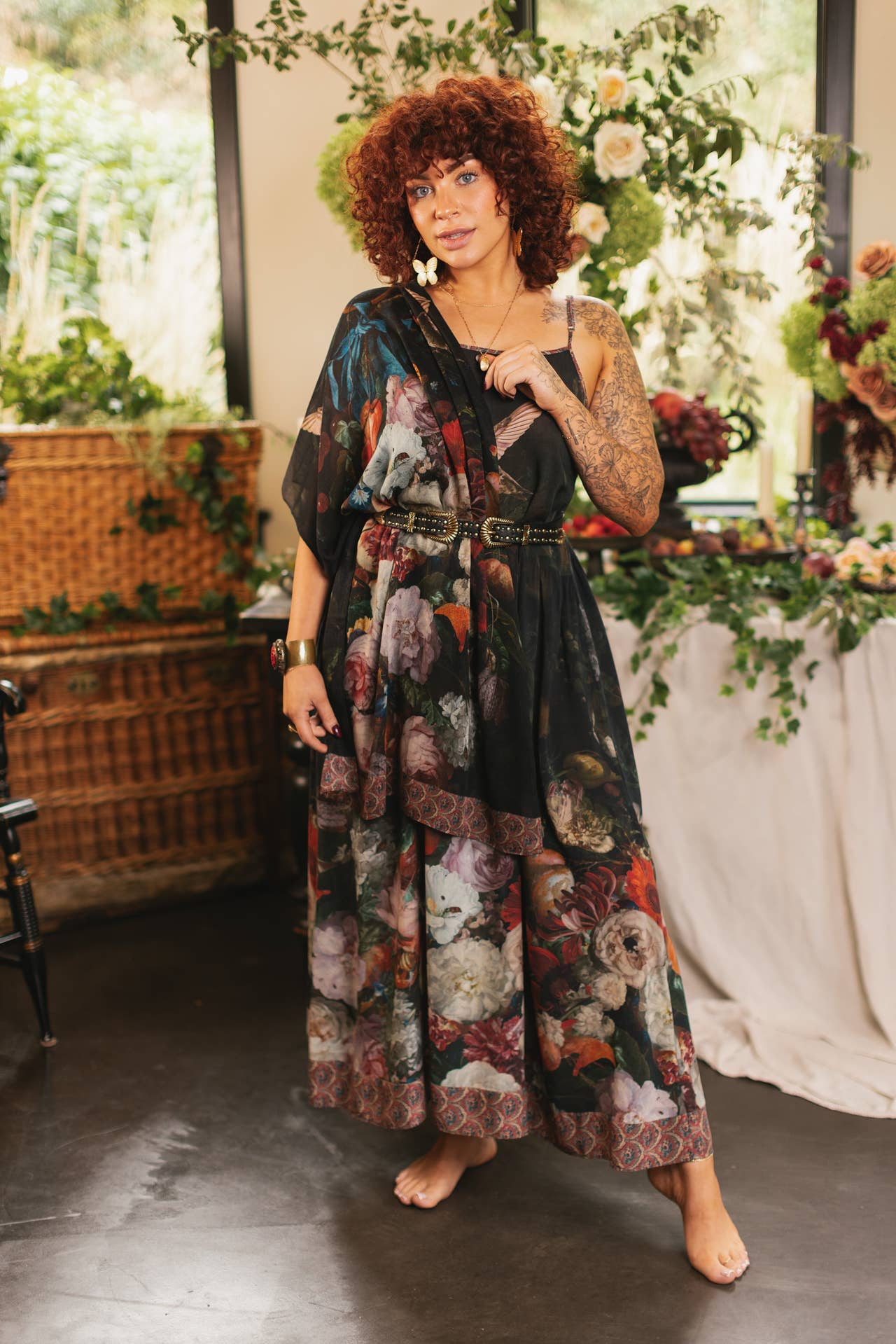 Flight of Fancy Bohéme Long Maxi Slip Dress w/Hummingbirds: S/M (fits approx. size 6-10)