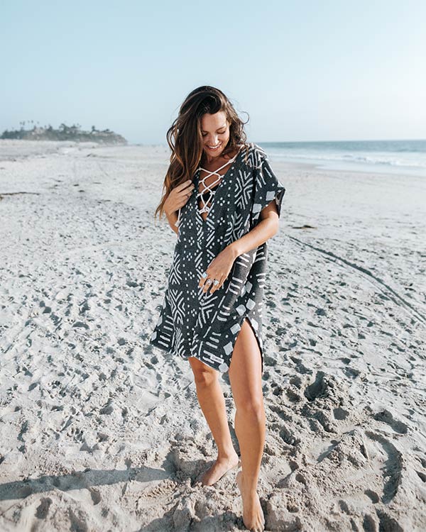 Sand Cloud   |     Adobe Mudcloth Cover Up Black and White