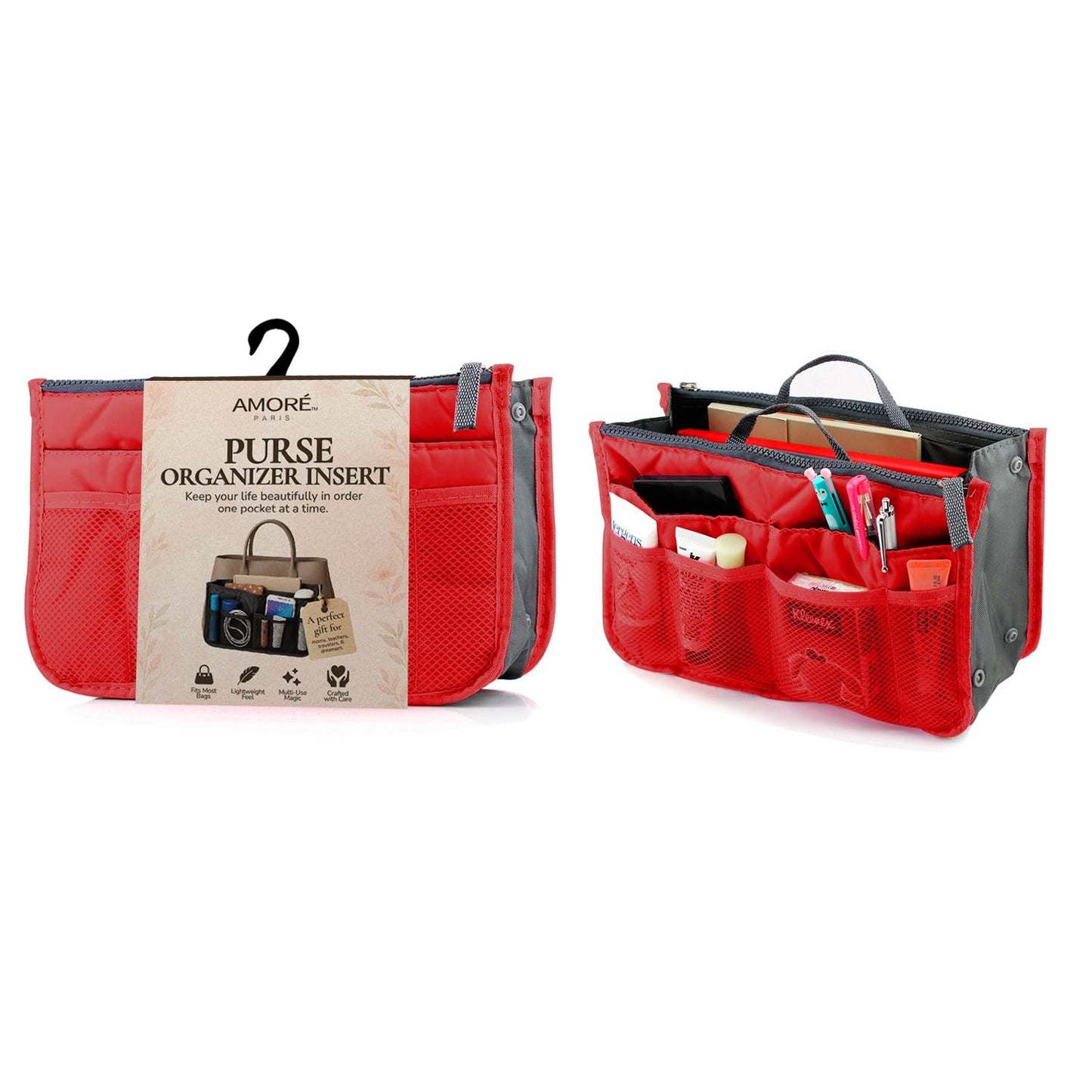 Travel Tote Handbag/Purse Insert Cosmetic Organizer: Green