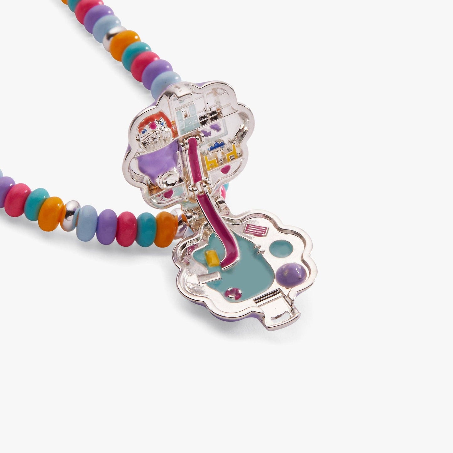 Polly Pocket™ Limited Edition Pool Party Beaded Locket Necklace: Silver