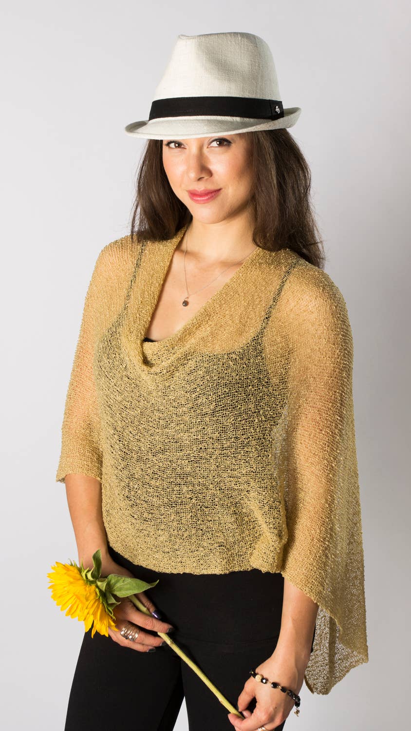 Summer Sheer Shrug Knit Poncho Shawl- Boho Beach Cover Up fo: Black #1