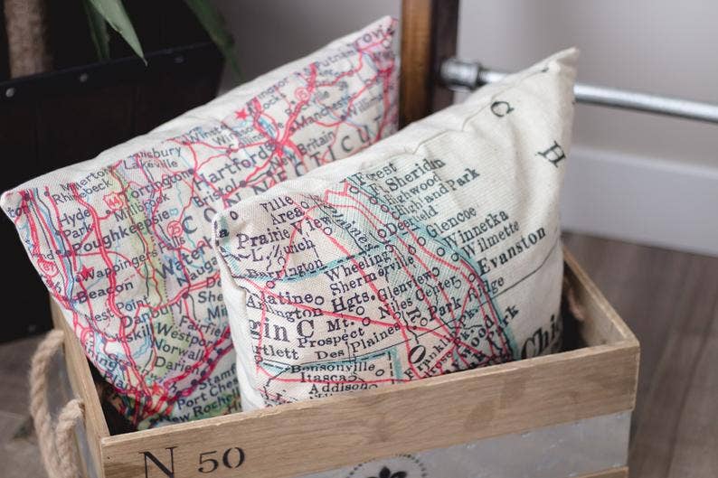 Saint Simons Island Map Throw Pillow