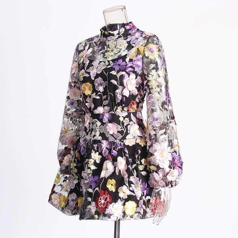 TAO   |    PS Black Floral Top & A-Line Skirt Ensemble