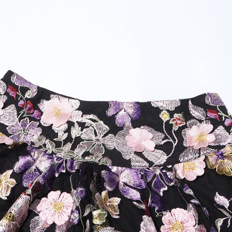 TAO   |    PS Black Floral Top & A-Line Skirt Ensemble