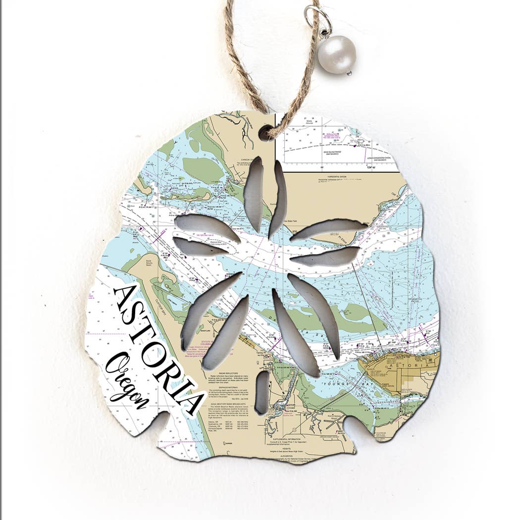 Wood Ornament - Sand Dollar Shape- Custom Map- BEST SELLER!`