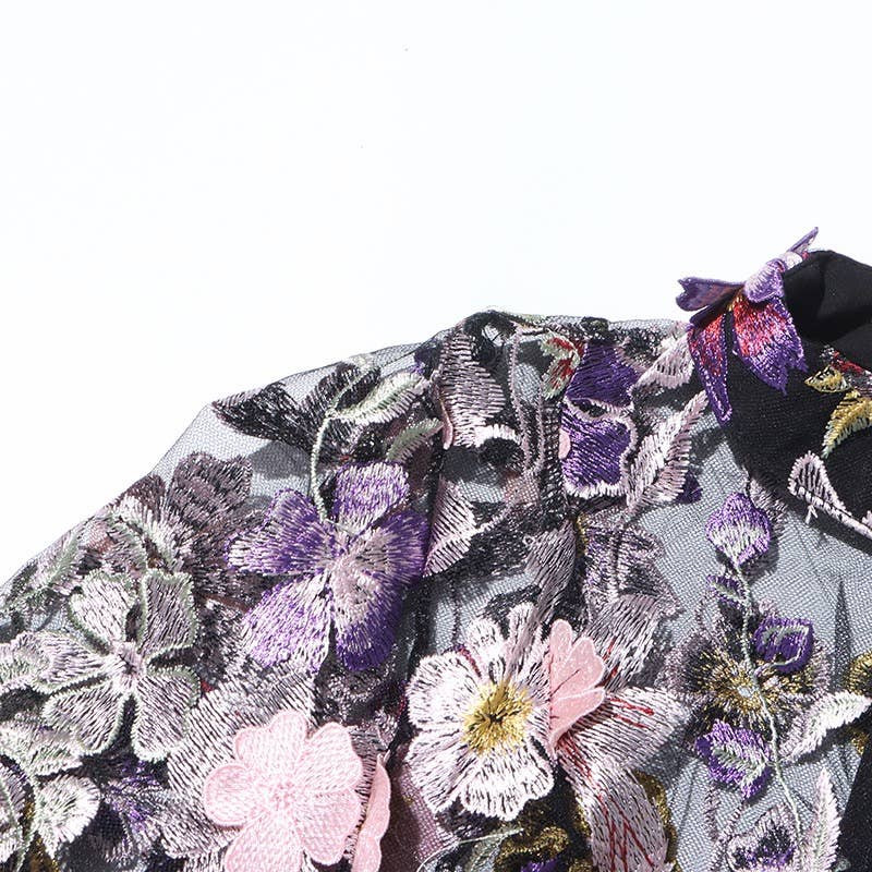TAO   |    PS Black Floral Top & A-Line Skirt Ensemble