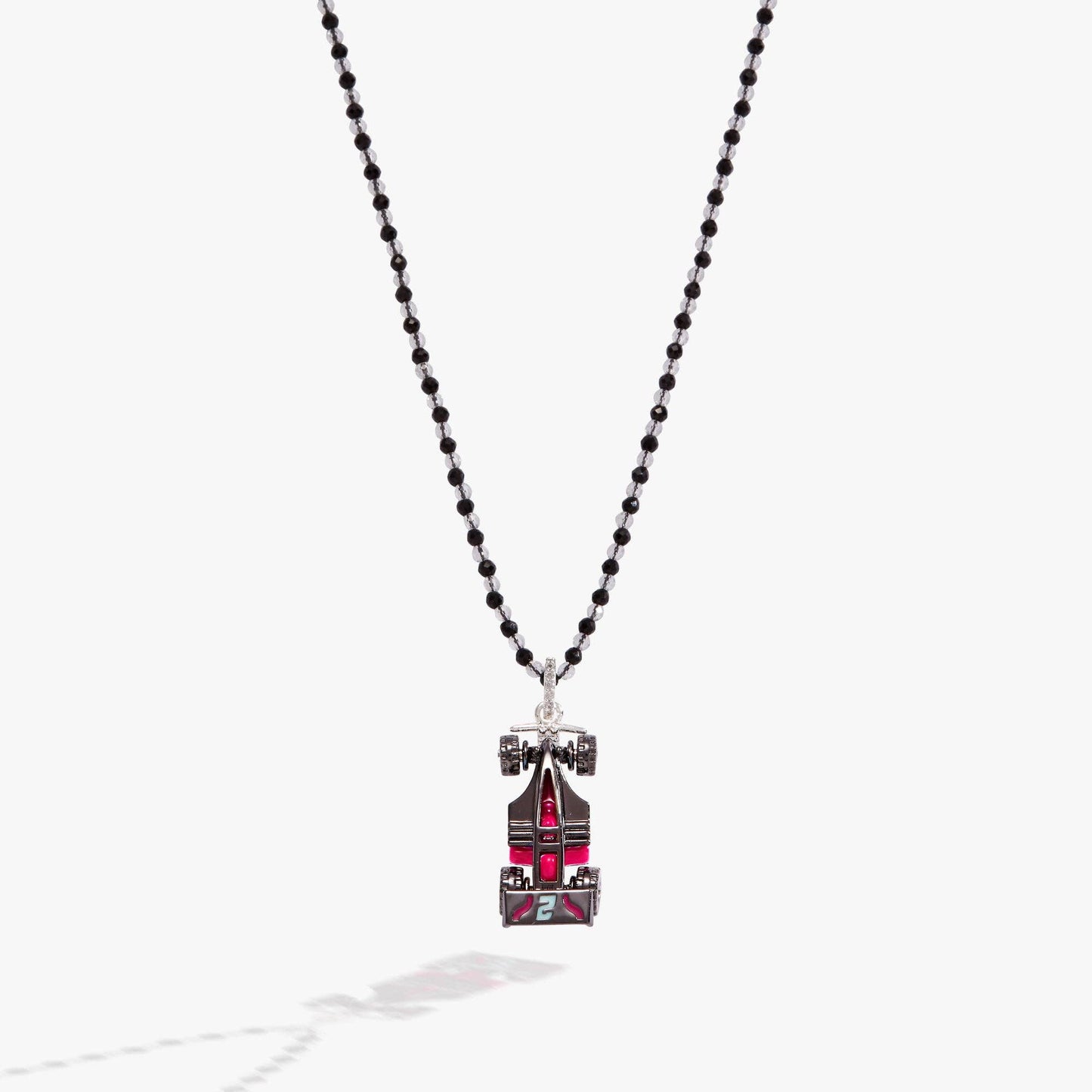 Hot Wheels™ Racecar Pendant Necklace: Silver