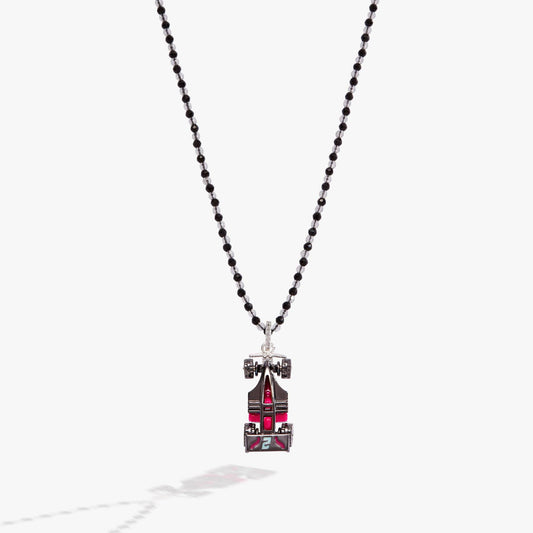 Hot Wheels™ Racecar Pendant Necklace: Silver