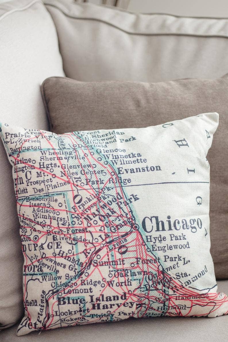 Saint Simons Island Map Throw Pillow