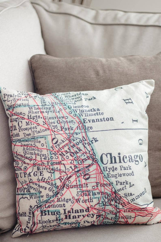 Saint Simons Island Map Throw Pillow