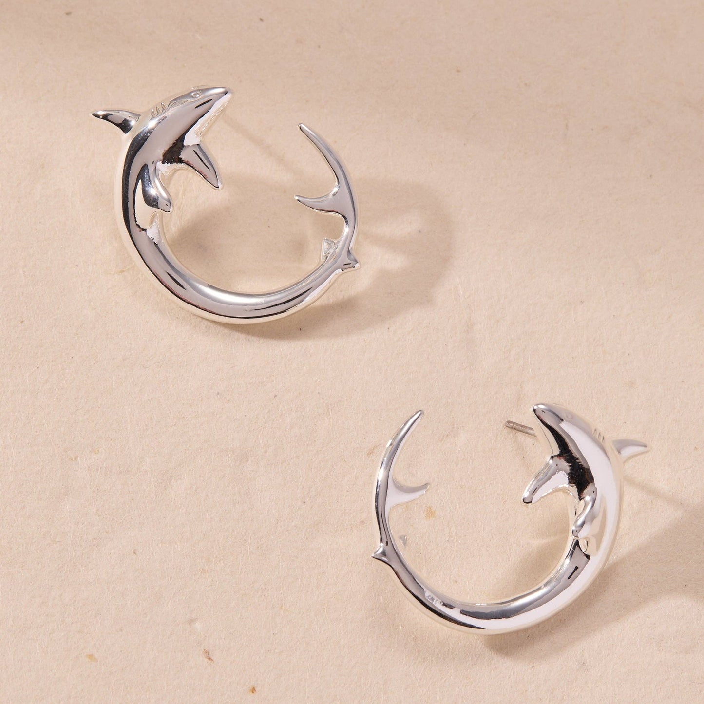 Shark Hoop Earring: Silver