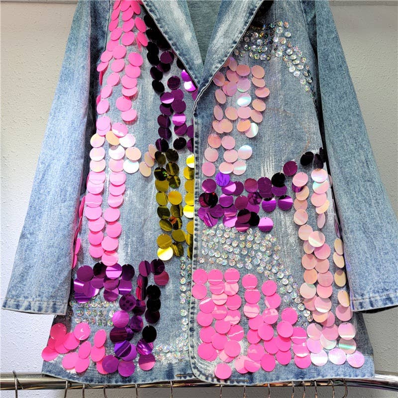 TAO   |    PS Hand-Painted Sequined Denim Blazer