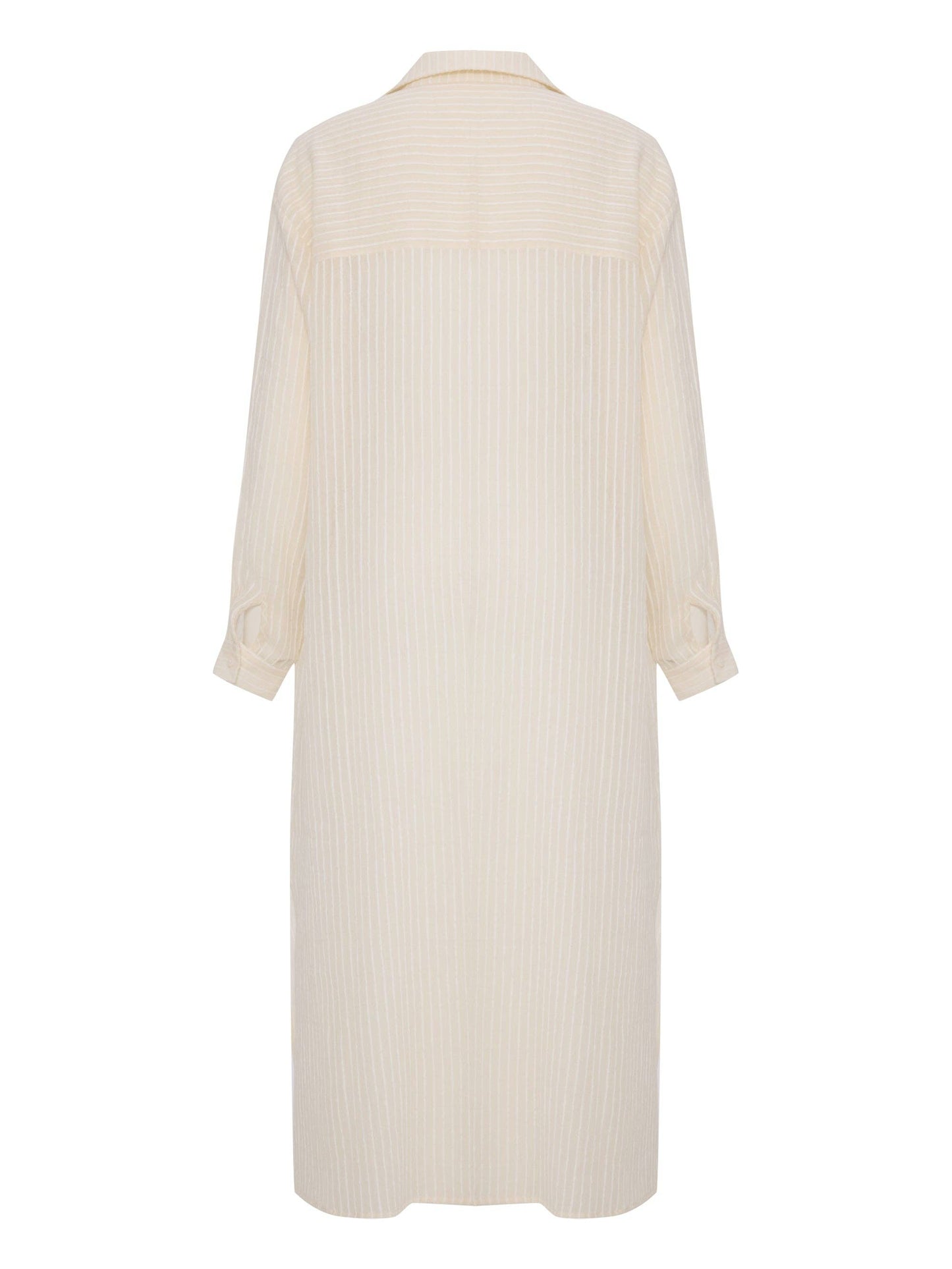 Handloom   |    Voyage Shirt Dress - White Stripes- One Size