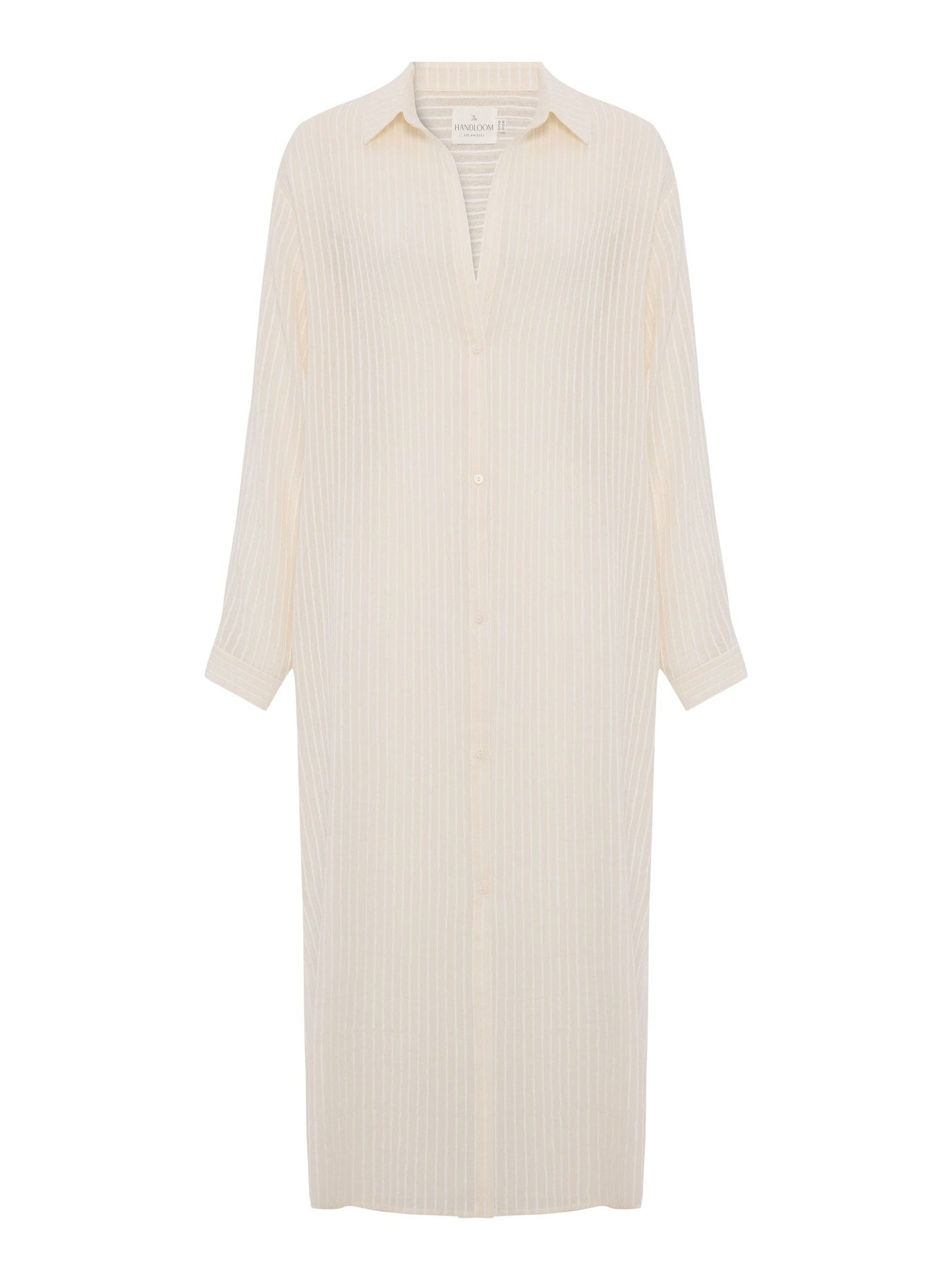Handloom   |    Voyage Shirt Dress - White Stripes- One Size