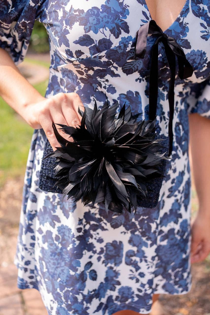 COCO - Feather Clutch- WS: Black / Hot Pink