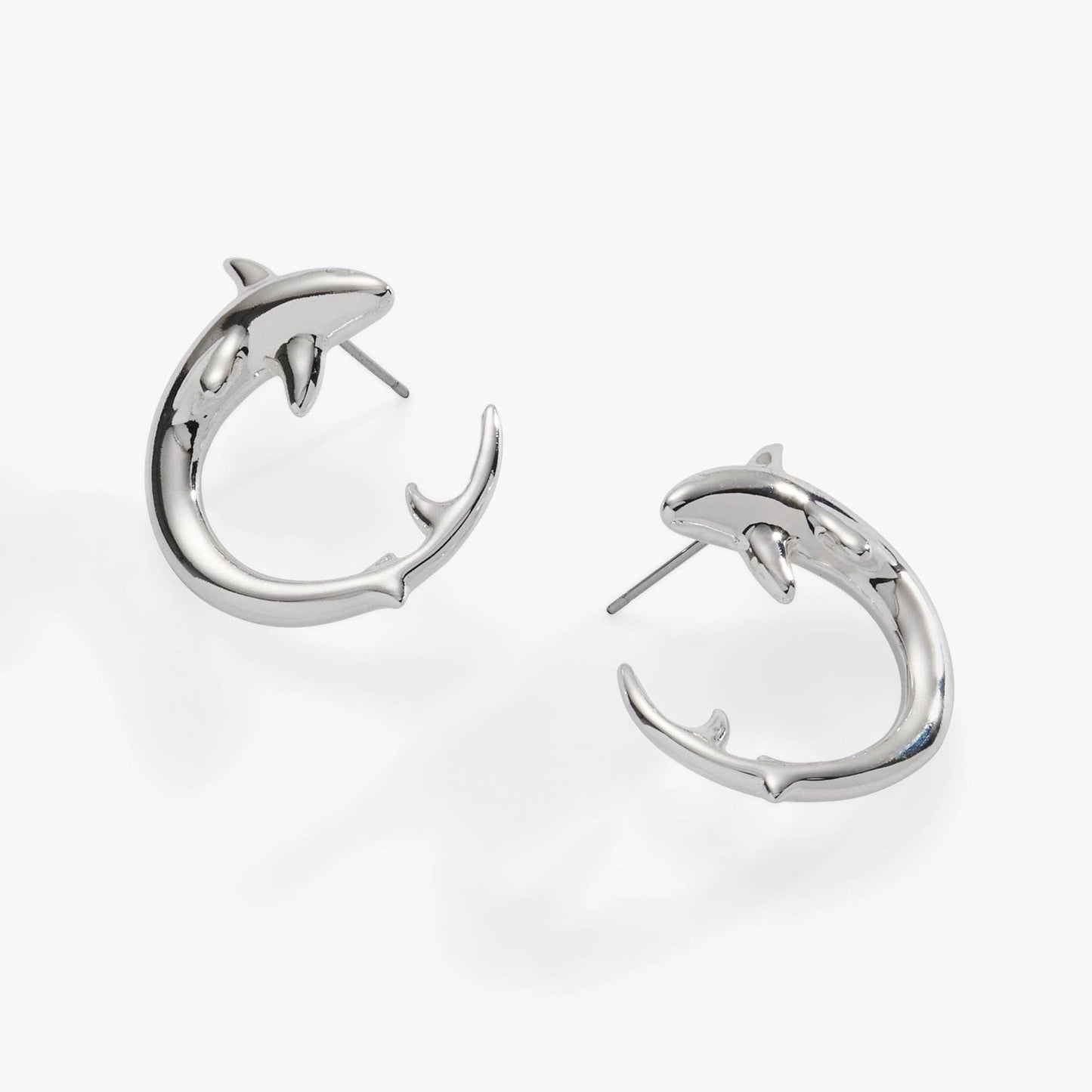 Shark Hoop Earring: Silver