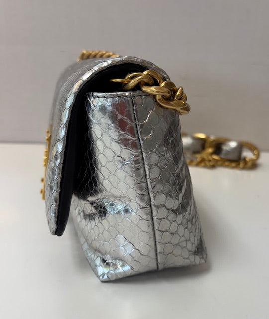 Balmani 1945 Soft Mini Shoulder/Crossbody Metallic Silver Golden Hardware