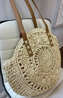 Straw crochet tote beach bag boho style