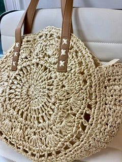Straw crochet tote beach bag boho style