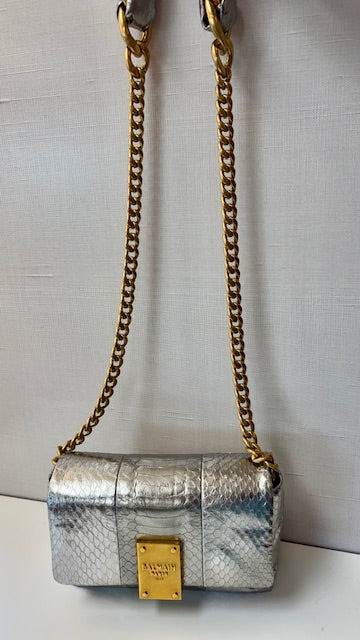 Balmani 1945 Soft Mini Shoulder/Crossbody Metallic Silver Golden Hardware