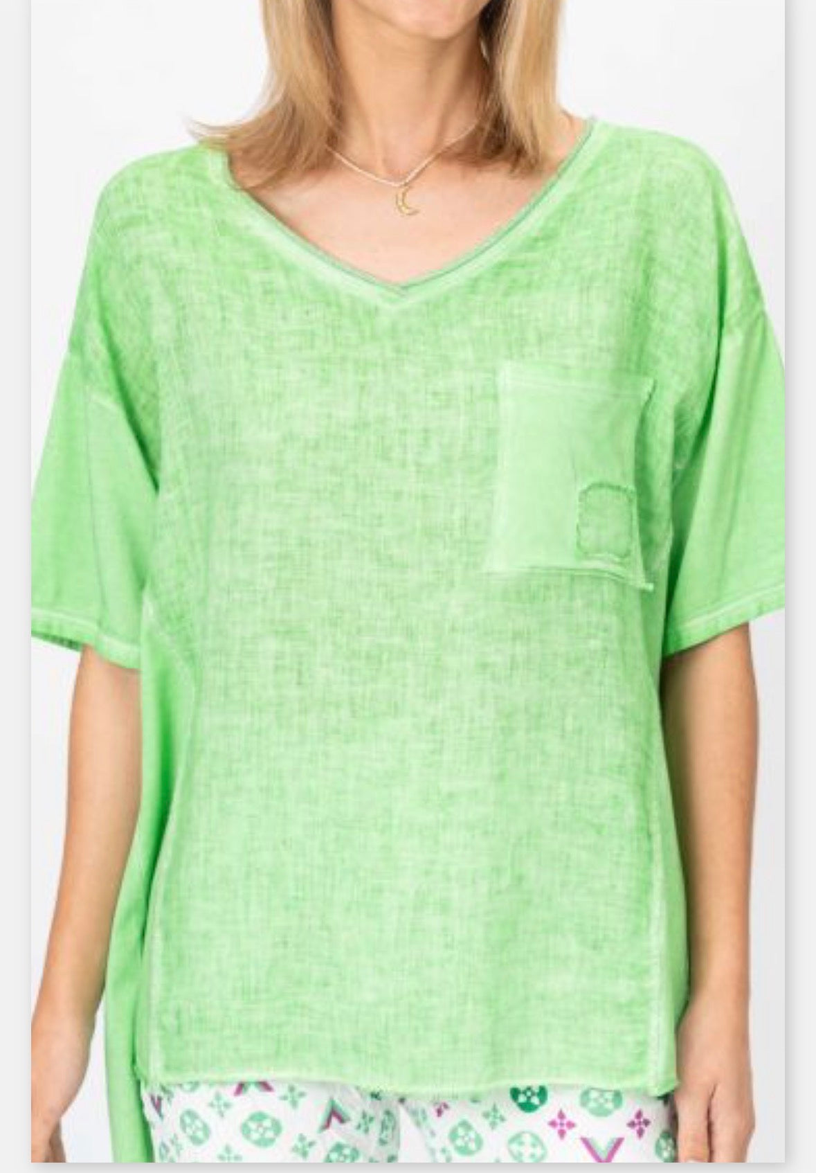 Linen Top V Neck Silver Tread