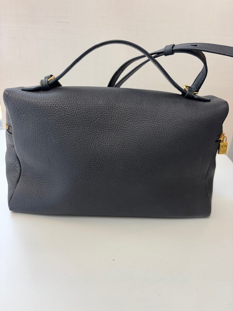 Loro Piana-Grained Calfskin L19 Extra Pocket Pouch Navy